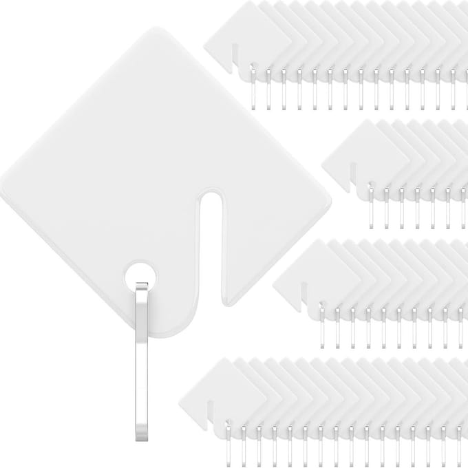 60-Stuks Sleutellabels Wit - Vierkant Plastic - Voor Sleutelkast - 4x3.8cm