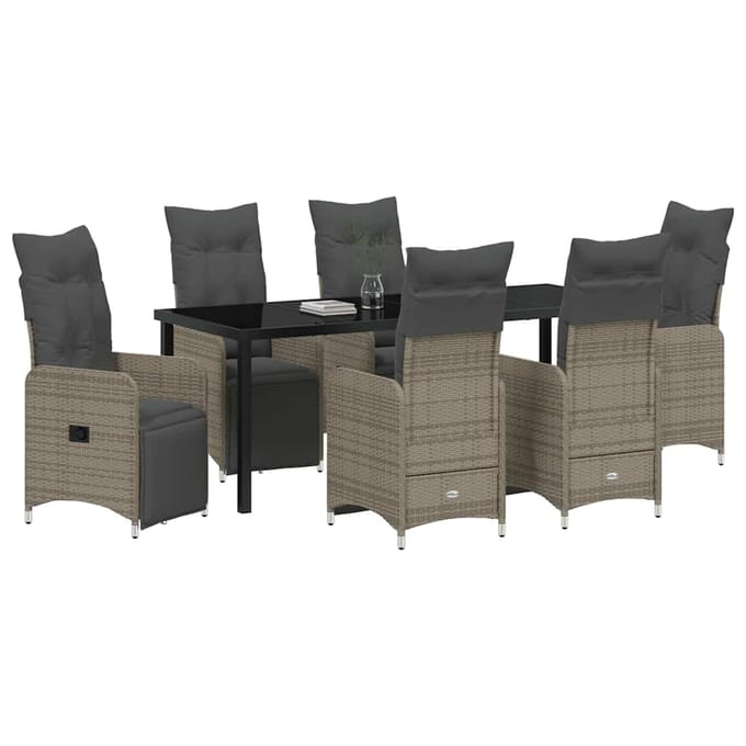 vidaXL - Tuin - Eettafel - Set - 7 - st - Grijs - poly - rattan