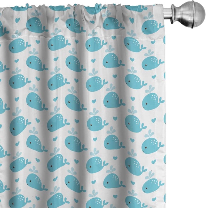ABAKUHAUS Wal gordijnen – 2x75x175 cm – microvezel – lichtblauw-wit