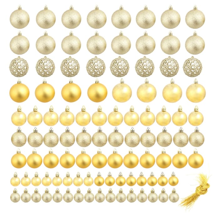 vidaXL - 100-delige - Kerstballenset - 3/4/6 - cm - goudkleurig