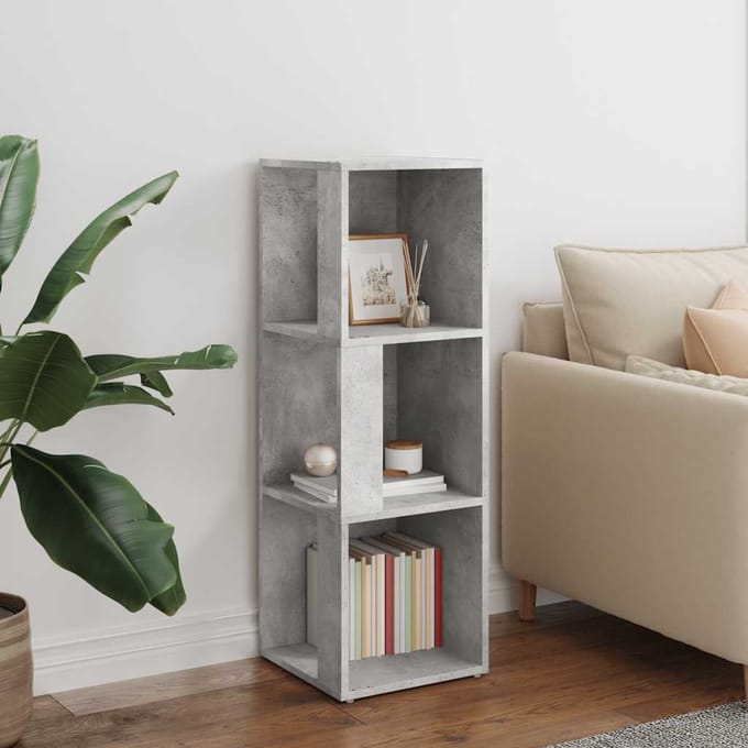 vidaXL - Hoekkast - 33x33x100 - cm - bewerkt - hout - betongrijs