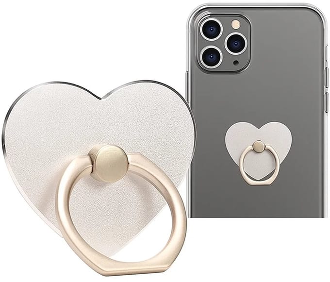 Luxe Opplakbare Tefoonhouder Hart I Telefoonbutton I Ringhouder I Vinger Grip Smartphone I Wit