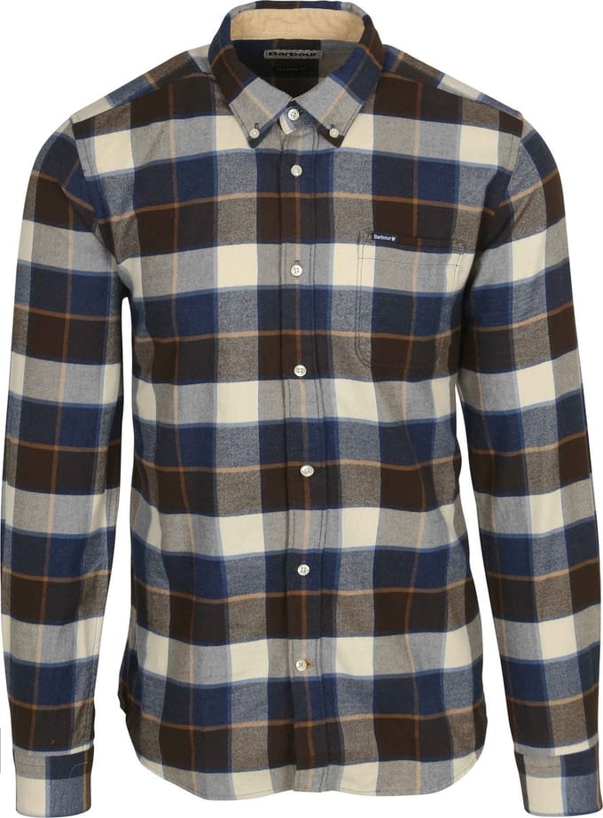 Barbour Valley Overhemd Ruit Bruin Blauw - Maat S - Heren - Overhemden Casual