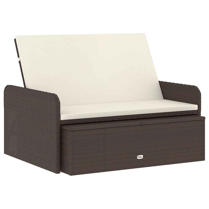 vidaXL - 2-delige - Loungeset - met - kussens - poly - rattan - bruin
