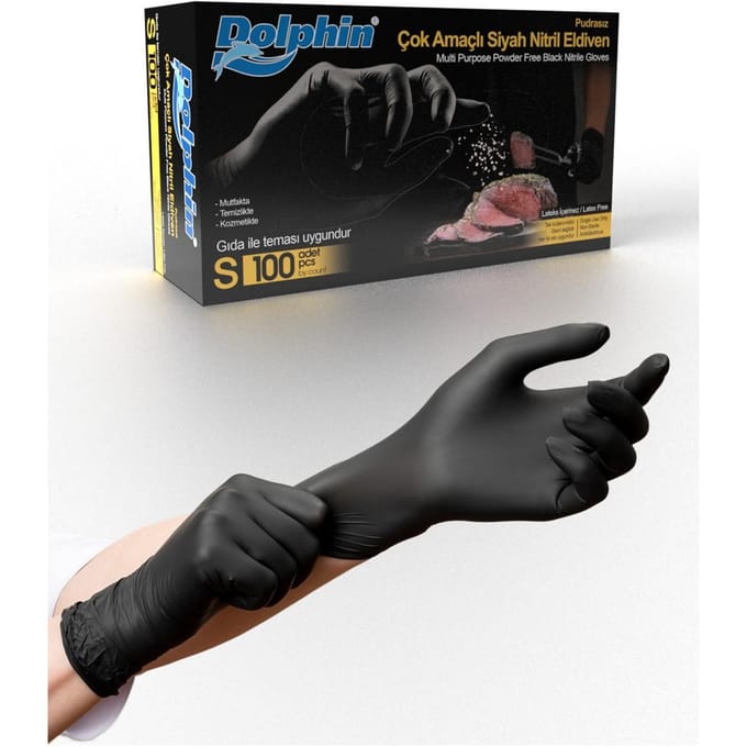 Gants multi-usages en nitrile noir, taille S, paquet de 100, adaptés aux aliments et durables XL