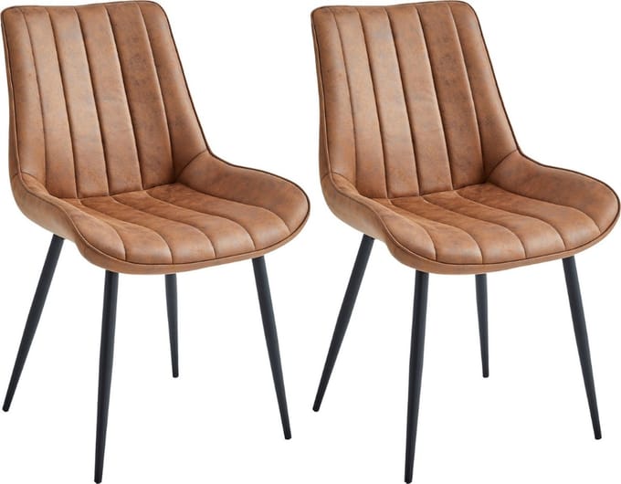 Colenis® - Verta Eetkamerstoel - Set Van 2 - Cognac - Microfiber Stof - Industrieel