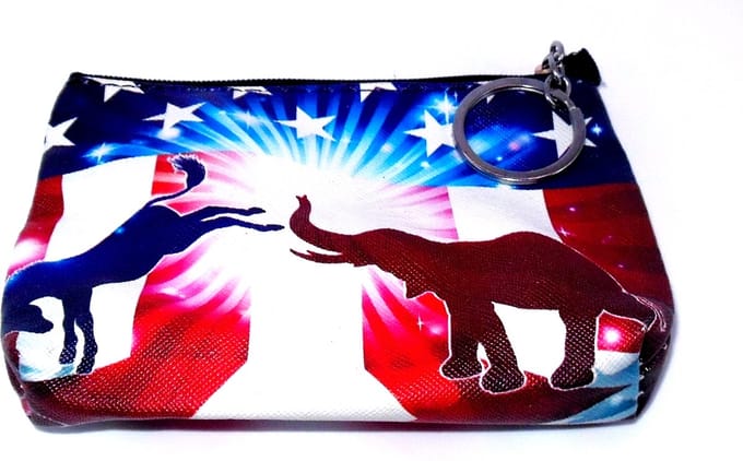 Toilettasje mini met circus-print lengte 13 cm breedte 10 cm