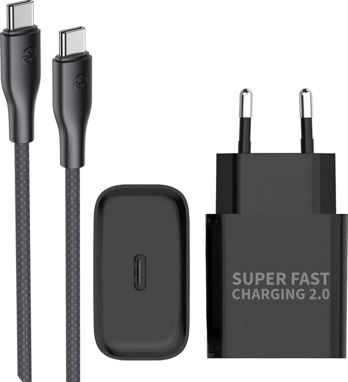 Usb C Snellader - Usb-C Adapter + 2 Meter usb C naar usb C Kabel - Zwart