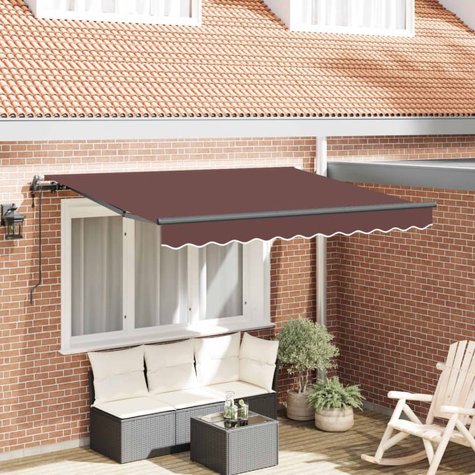 vidaXL - Uitschuifbare - luifel - Bruin - 350 - x - 200 - cm - Stof