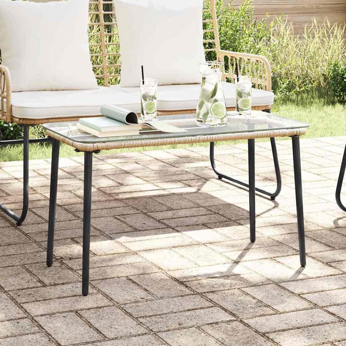vidaXL Tuinstafel Naturel 80 x 40 x 45 cm poly rattan