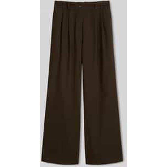 Wide leg broek van katoenmix met bandplooien