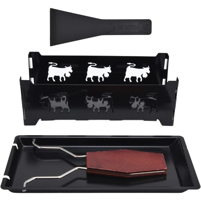 Mini Kaas Raclette Grill met Zwarte Handgreep Rechthoekige Bakvorm Kaas Bakgereedschap L black