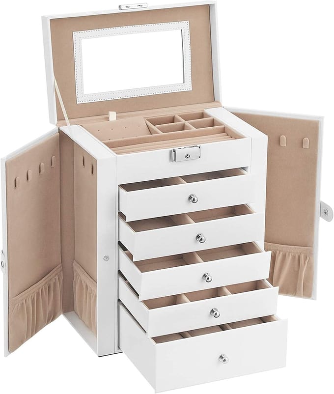 Sieradendoos - Juwelendoos - Sieradenhouder - 26 x 15 x 32 - Wit
