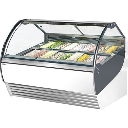 GGM Gastro Eistheke NOLAN - 1730mm - Umluft - für 18x 5 Liter Eisbehälter - Weiß Wit / Grijs