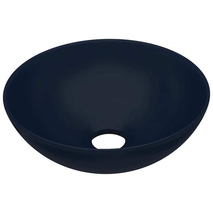 vidaXL - Wastafel - rond - keramiek - donkerblauw