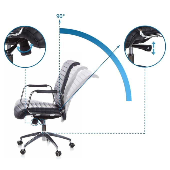 hjh office Aspera10 - Bureaustoel - Nappaleder - Zwart