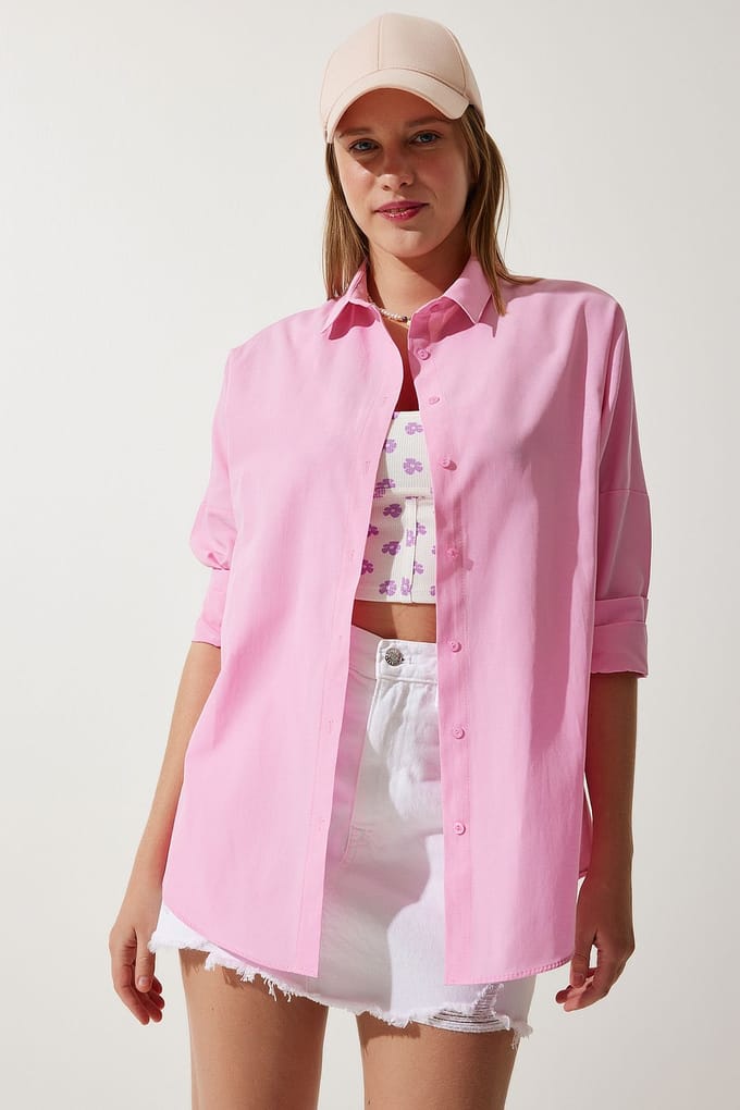 Overmaatse Poplin Overhemd met Lange Mouwen