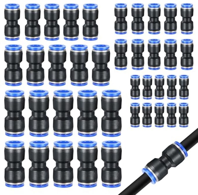 40 Stuks Pneumatische Koppelingen 4,6,8,10,12 mm Push-in Snelkoppeling voor Luchtslangen
