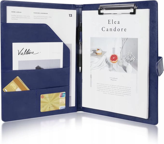 Nieuwe Blauwe PU Lederen Conferentiemap A4 Organizer met Magnetische Sluiting