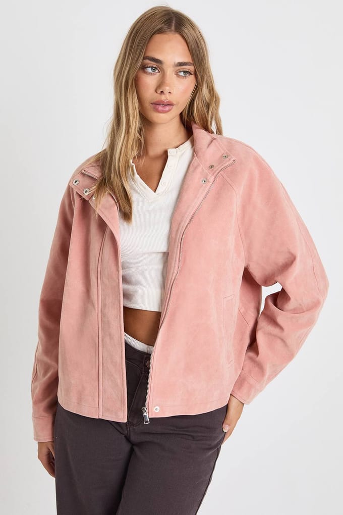 boohoo Dames Bomberjack van nep suede | Pink | Maat: 8