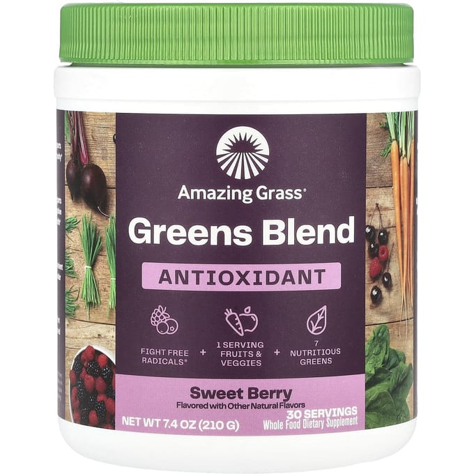 Amazing Grass, antioxydants superalimentaires verts, baies sucrées, 7,4 oz (210g)