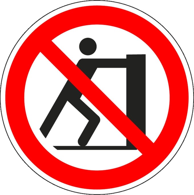 Duwen verboden sticker - ISO 7010 - P017 400 mm