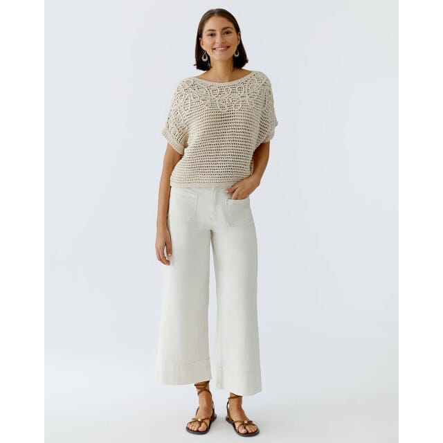 Gebreide pullover met boothals en 1/2-mouwen