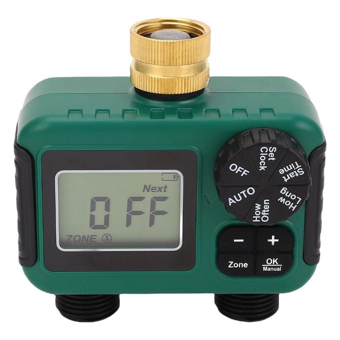 2-Uitgang Sprinkler Timer Messing Inlaat NH34 Schroefdraad IPX5 Waterdicht LCD Scherm Slang Timer gray