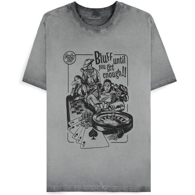 Fallout - Gaming T-shirt - Bluff until you get enough!! - S tot XXL - voor Mannen - grijs