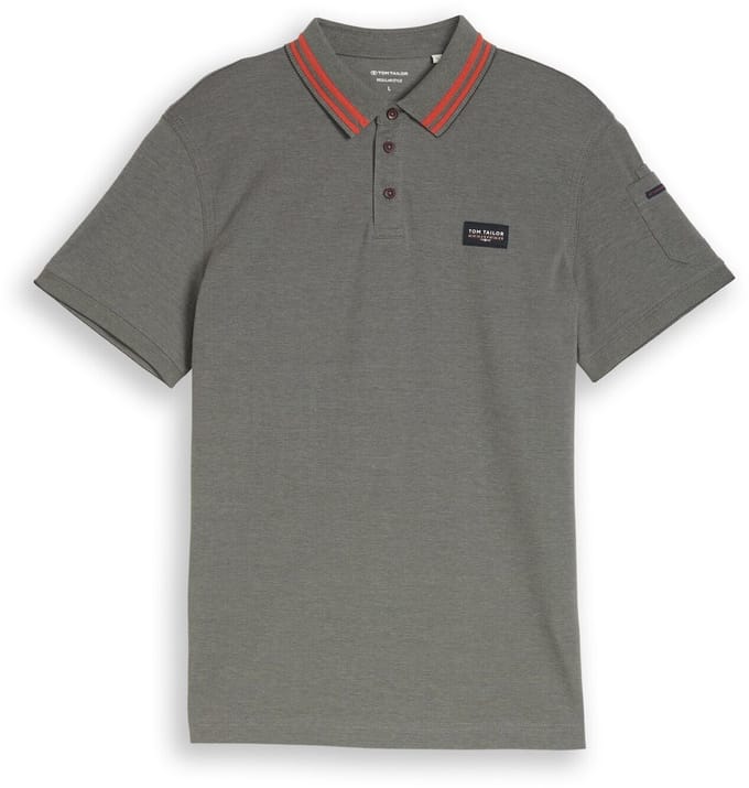 Tom Tailor - Poloshirt met zak op de mouw - Maat M - olive green grey two tone