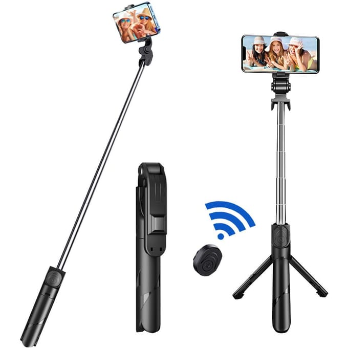 2021 Mode BT Draadloos Selfie Statief Uitschuifbare Selfie Stick Aluminium 360 ° Rotatie Telefoon