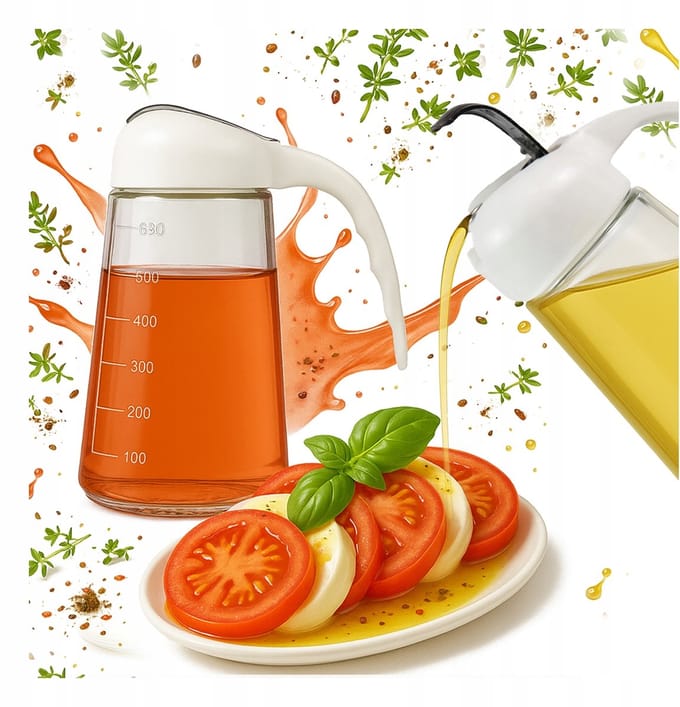 Glazen Oliedispenser 600 ml met Maatstreep en Handvat