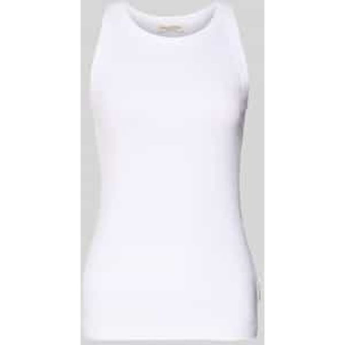 Shaped fit tanktop van geribde jersey met ronde hals