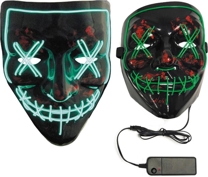 PARTYPRO - Rood lichtgevend plastic led masker voor volwassenen