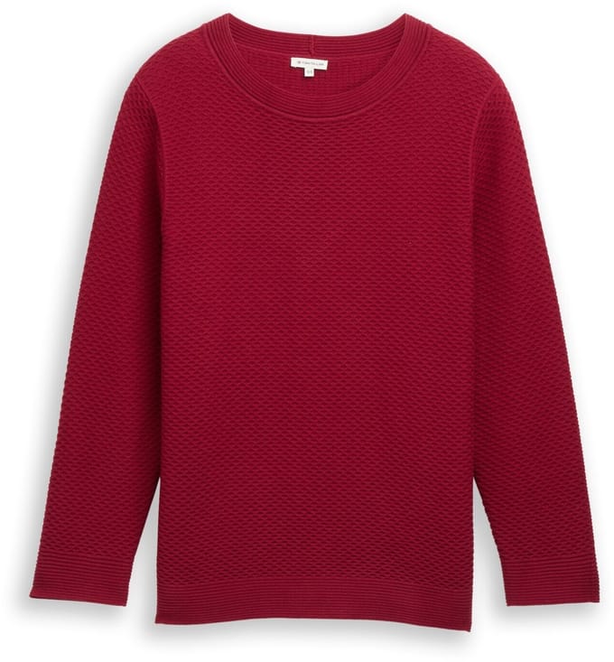 Tom Tailor - Plus Size - Losvallende gebreide trui van katoen - Maat 46 - Rumba Red