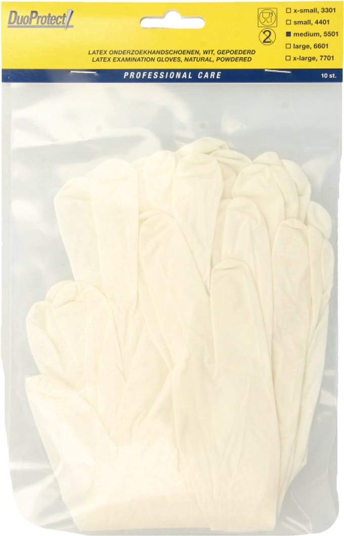 Duoprotect Handschoen latex medium 10 Stuks