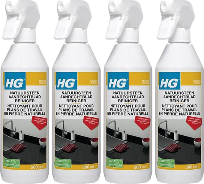 HG natuursteen aanrechtbladreiniger - 4 stuks + Gratis KD spons