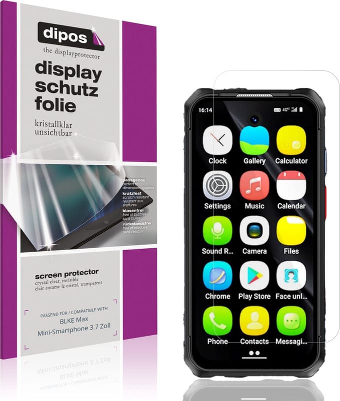 dipos – 4x Beschermfolie geschikt voor BLKE Max Mini-Smartphone 3.7 Zoll | Krasbestendige & heldere Screenprotector Ultra-Thin
