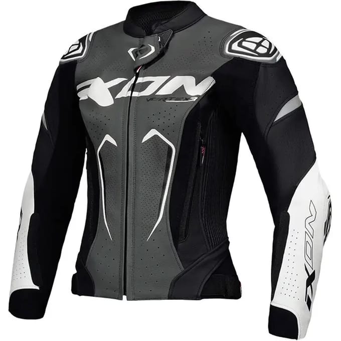 Ixon Vortex 3 JKT L Zwart Antraciet Wit Dames Leren Motorjas - Jas
