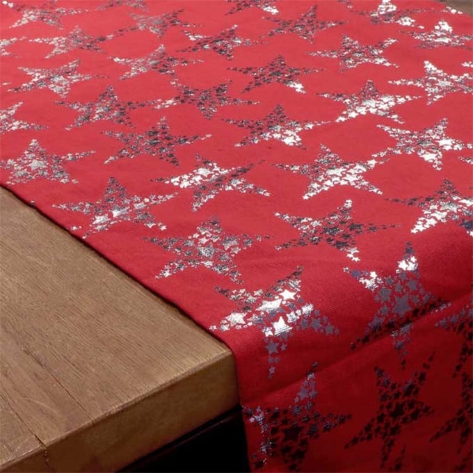 Unique Living | Tafelloper Stars 42x150cm red/silver