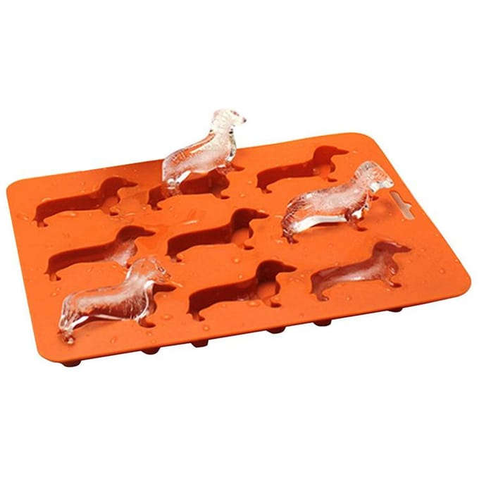 Moule à glaçons créatif en silicone en forme de chiot teckel, pour biscuits au chocolat, bac à glaçons, ustensiles de cuisine, gadgets orange