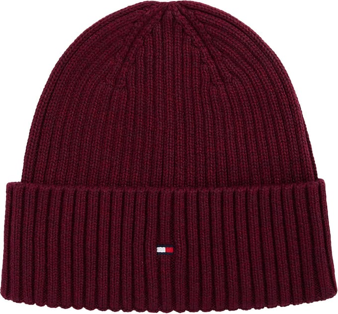 Tommy Hilfiger muts - the flag twisted yarn beanie - bordeaux rood melange