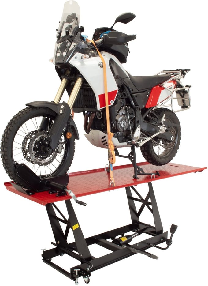 TRUTZHOLM Hydraulische Motorhefbrug 450kg Parallelheffing - Breedte 68cm XL - Motorfiets Heftafel Hefplatform Rood