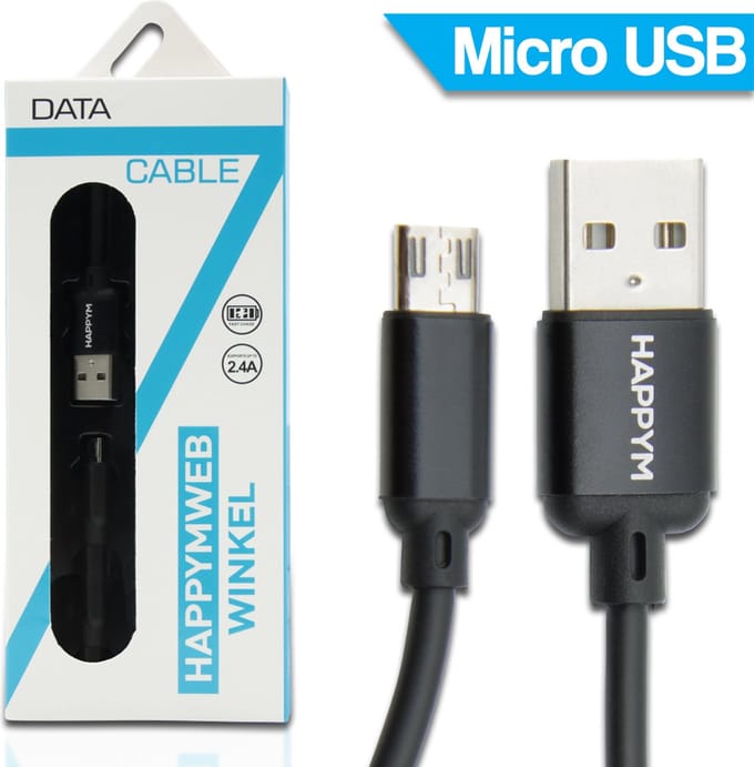 Micro USB Kabel 2 Meter - Micro USB naar USB 2.0 datakabel