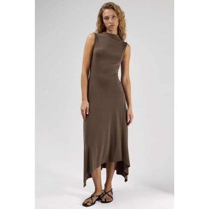 Asymmetrische Midi Sandy Jurk