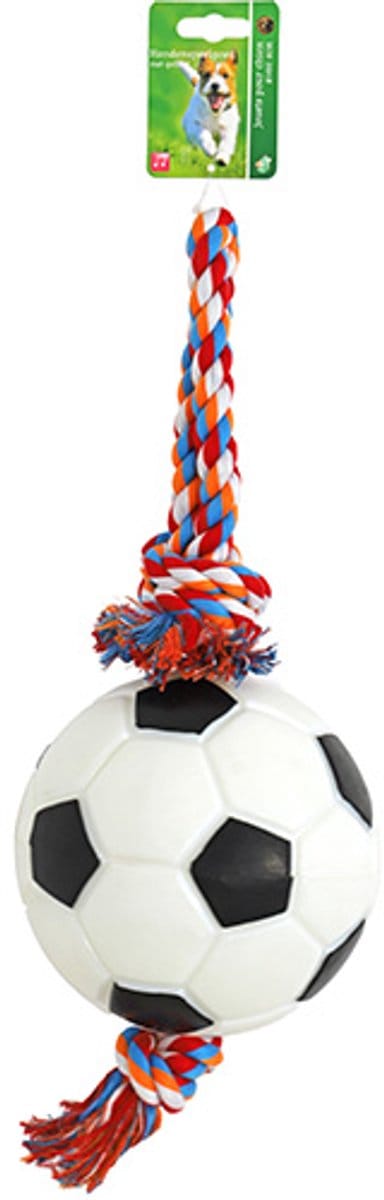 De Boon Honden Speelgoed - Voetbal TRP met Touwlus - WK Voetbal - 17 cm