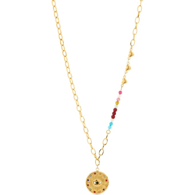 Luxenter Multicolour Crystal Halsketting afgewerkt in 18K geel goud - Targey