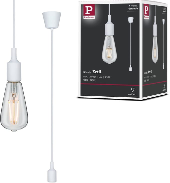 Neordic Hanglamp Ketil E27 max. 60W Wit dimbaar Silicon, Kunststof