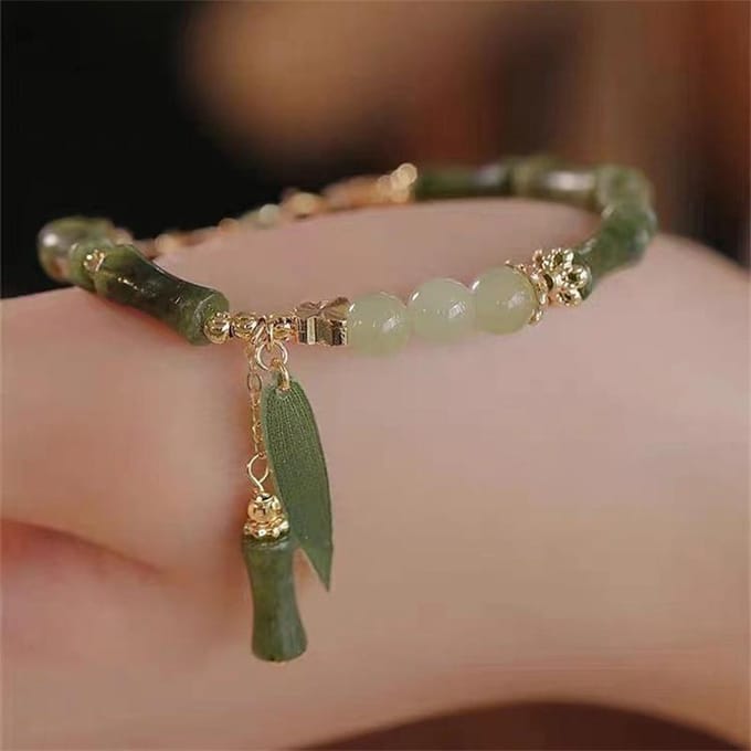 Creatieve groene bamboe kralen armband Retro Chinese stijl eenvoudige armband 1pc gray