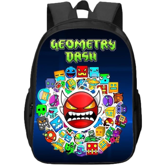 Geometry Dash Dubbellaags Rugzak voor Leerlingen van de Basisschool en Middelbare School en Kinderen